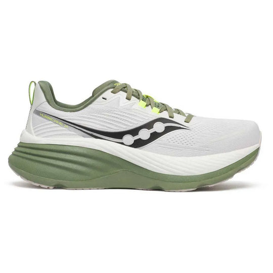 Saucony Hurricane 24 Homme White / Olivine – chaussure de running, vue 1